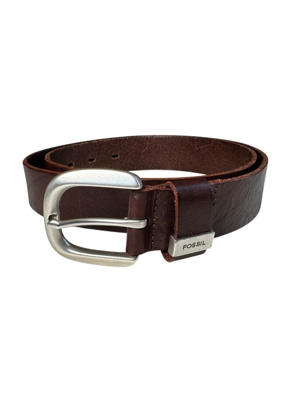 Vintage Fossil Leather Belt Genuine Leather Belt Rustic Brown Mens Large